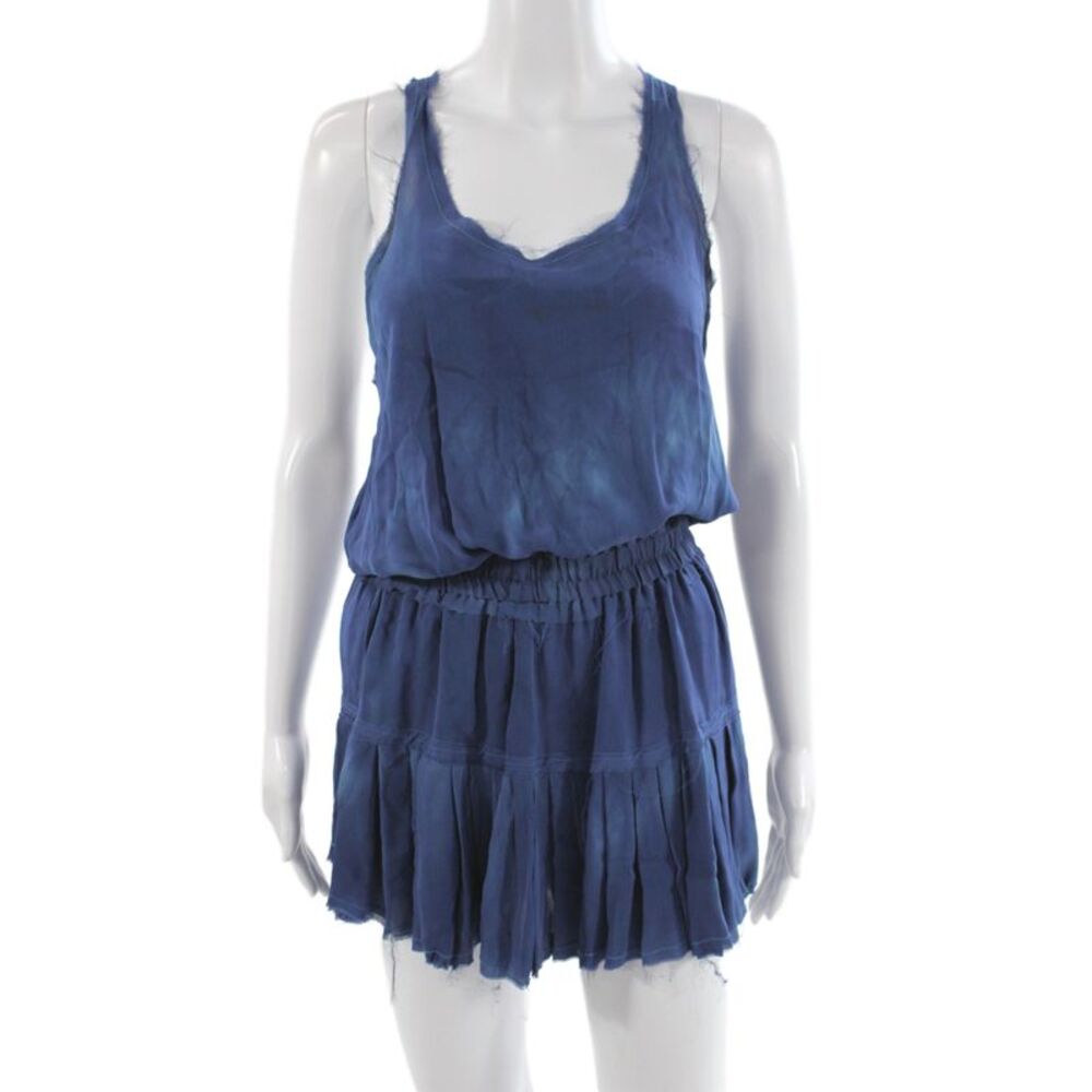 Love Shack Fancy Women Blouson Dress Blue Silk Tie Dye Sleeveless Size S